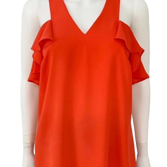CROSBY by Mollie Burch Orange Ruffle Tank Size XS - Picture 3 of 9